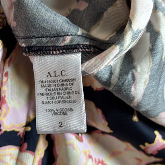 A.L.C. Emery Maritime Midi Dress Navy Multi Floral Asymmetric Belted Romantic 2 - Picture 10 of 16